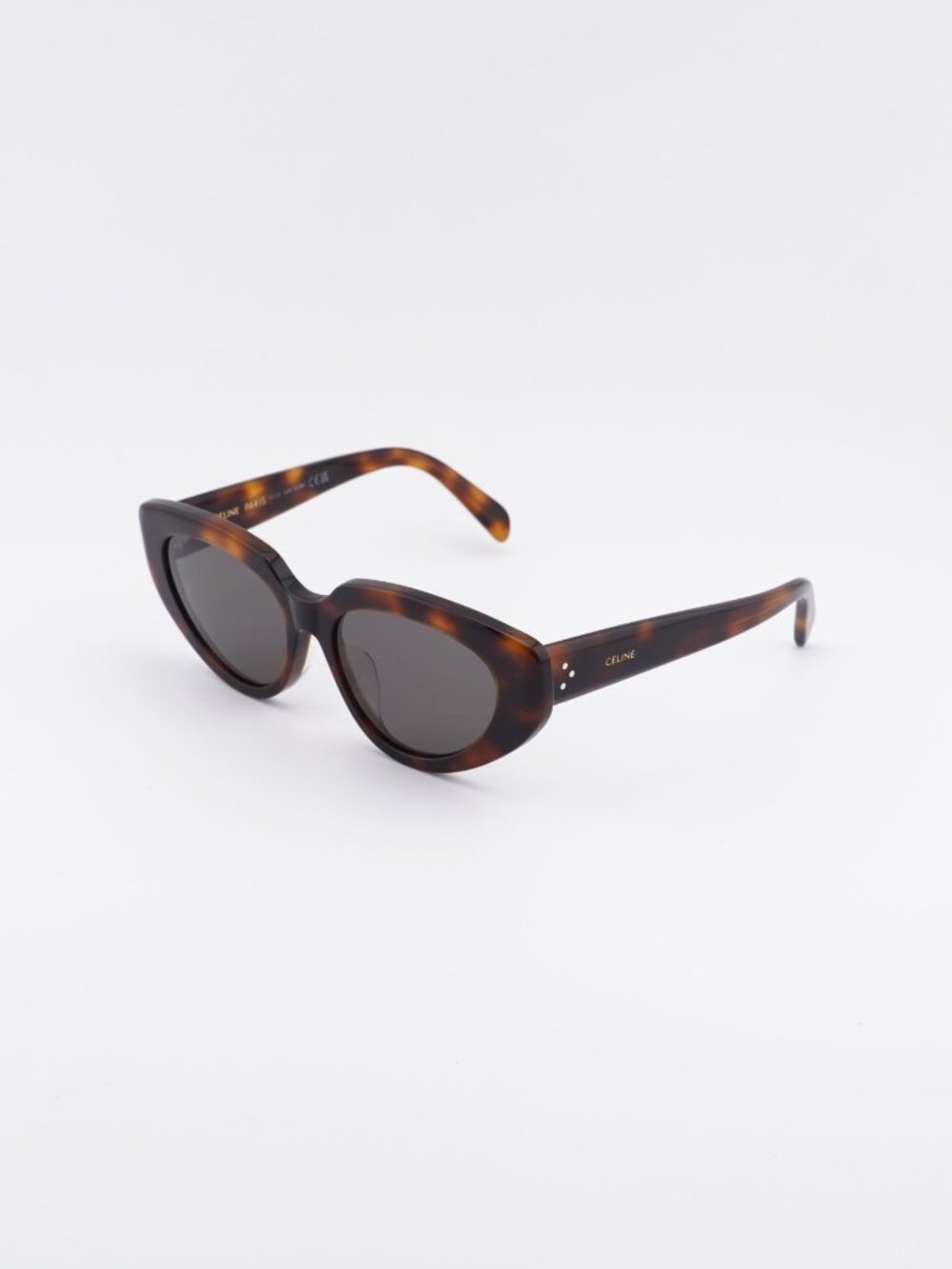 Celine CL40286F 53A Sunglasses Havana Cat Eye Frame, Grey Lenses